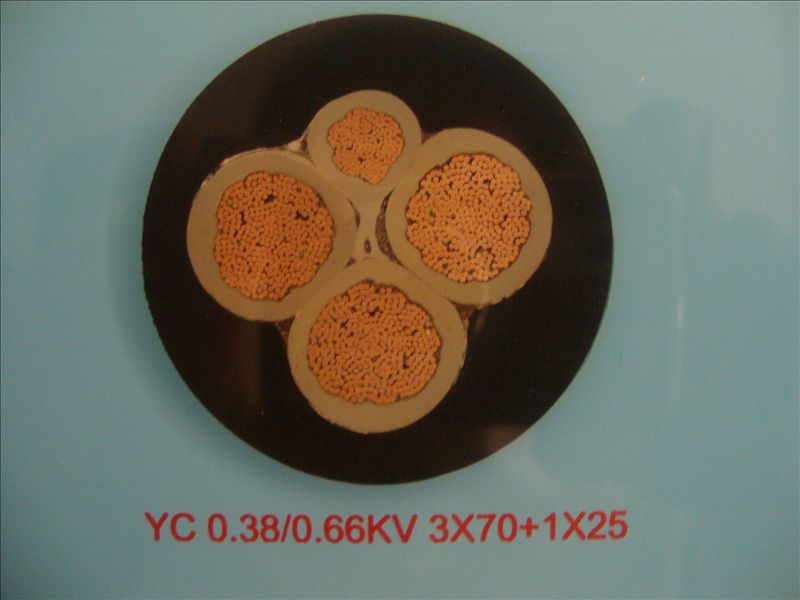 YC-0.38/0.66KV 3*70+1*25橡套电缆